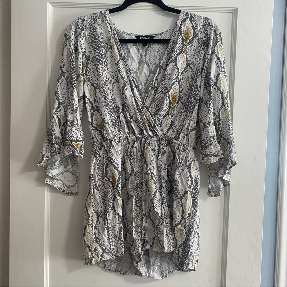 Snakeskin Print Romper - Express